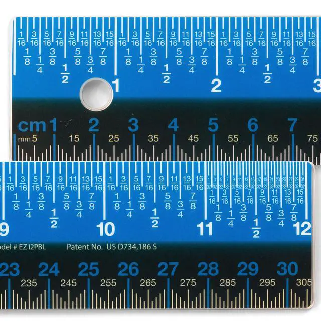 Alt view image 5 of 5 - EZ12PBL Plastic Dual Color 12 Inch Easy Read Ruler with Inches, Centimeters and Millimeters Measurements, Blue/Black