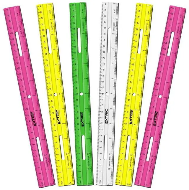 Main image of Ruler 12 Inch Clear Plastic Rulers 6 PK Classroom Set Metric Inch | Use: Classrooms, Offices, Home, Art Projects, Measurement Scale: Inch & Metric, Features: Lightweight, Smooth Edges
