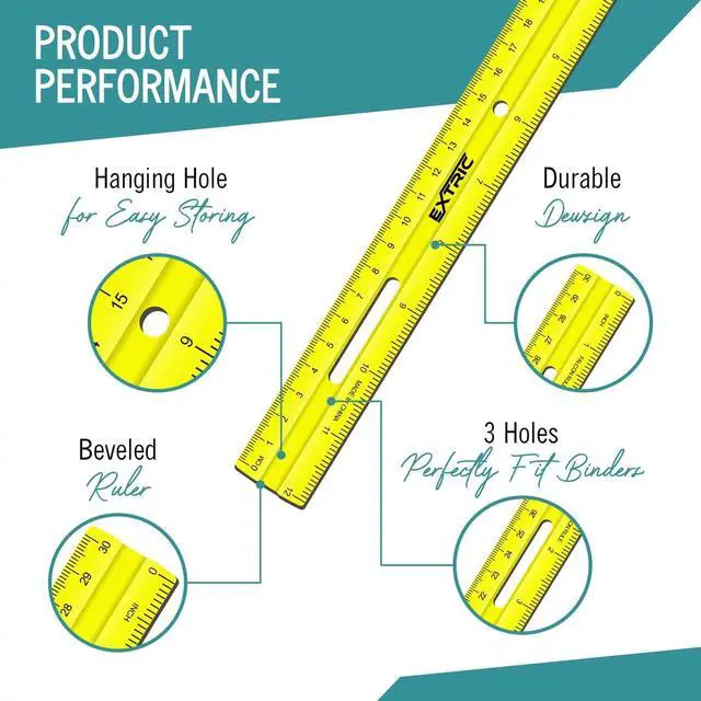 Alt view image 3 of 7 - Ruler 12 Inch Clear Plastic Rulers 6 PK Classroom Set Metric Inch | Use: Classrooms, Offices, Home, Art Projects, Measurement Scale: Inch & Metric, Features: Lightweight, Smooth Edges