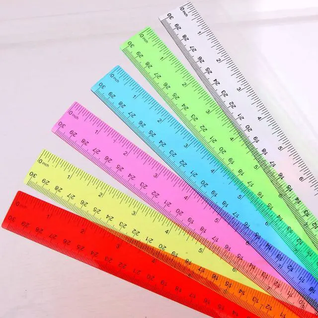 Alt view image 2 of 6 - 6 Pcs 12 Inch Plastic Rulers Flexible Metric, Colorful | Dual Scale with Inches and cm, Flexible for Drafting, Bulk for Classroom Students, Back to School Education Tool