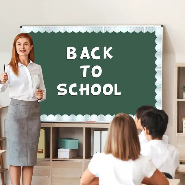 Alt view image 5 of 7 - 72ft Composition Notebook Bulletin Board Borders Lined Paper Scalloped Border Trim Black and White Composition Notebook Classroom Decor for Back to School Party Home Office Chalkboard Wall Decor