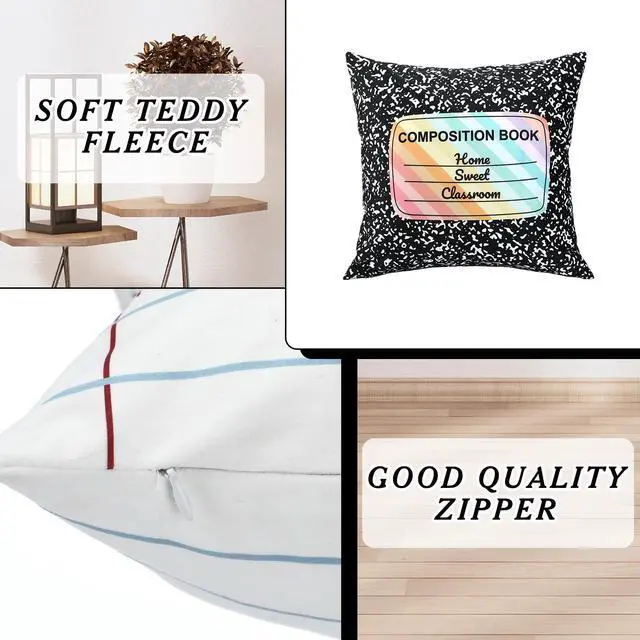 Alt view image 4 of 7 - 2 Pack Composition Notebook Pillow Covers 18x18 Inch Classroom | Composition Classroom Decor, Back to School Pillow Cases, for Classroom, Nursery, Calming Corner Supplies, Living Room