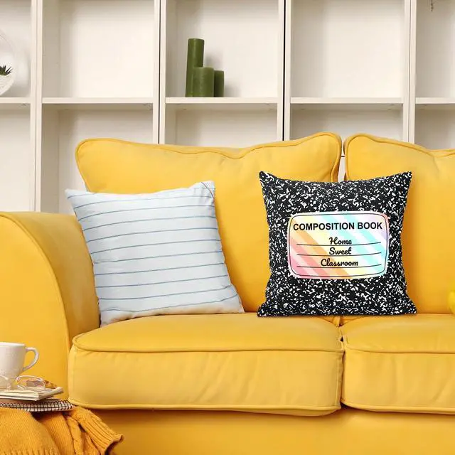 Alt view image 6 of 7 - 2 Pack Composition Notebook Pillow Covers 18x18 Inch Classroom | Composition Classroom Decor, Back to School Pillow Cases, for Classroom, Nursery, Calming Corner Supplies, Living Room