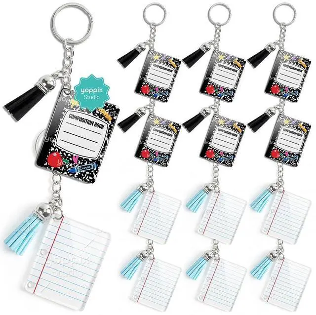 Main image of 12 Pcs Back to School Notebook Keychain Gifts Bulk Mini Note Book Keychain Teacher Appreciation Gift, Back to School Supplies