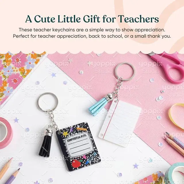 Alt view image 2 of 6 - 12 Pcs Back to School Notebook Keychain Gifts Bulk Mini Note Book Keychain Teacher Appreciation Gift, Back to School Supplies