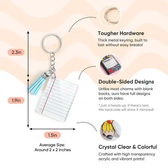 Alt view image 5 of 6 - 12 Pcs Back to School Notebook Keychain Gifts Bulk Mini Note Book Keychain Teacher Appreciation Gift, Back to School Supplies