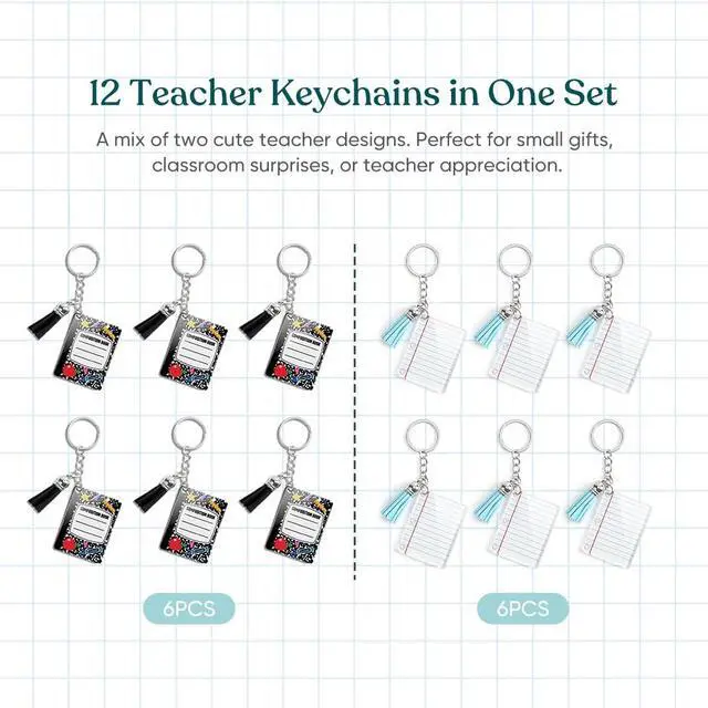 Alt view image 3 of 6 - 12 Pcs Back to School Notebook Keychain Gifts Bulk Mini Note Book Keychain Teacher Appreciation Gift, Back to School Supplies