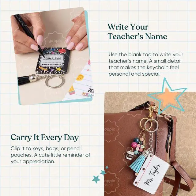 Alt view image 4 of 6 - 12 Pcs Back to School Notebook Keychain Gifts Bulk Mini Note Book Keychain Teacher Appreciation Gift, Back to School Supplies