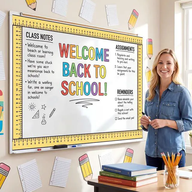 Alt view image 4 of 6 - 65.6 ft Composition Notebook Bulletin Board Border,Ruler,Yellow | 1 Roll Back to School Classroom Decor Straight Bulletin Board Border for School Teacher Office Chalkboard Wall Decor