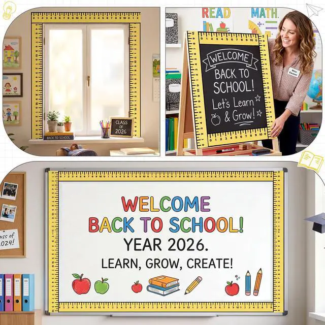 Alt view image 5 of 6 - 65.6 ft Composition Notebook Bulletin Board Border,Ruler,Yellow | 1 Roll Back to School Classroom Decor Straight Bulletin Board Border for School Teacher Office Chalkboard Wall Decor