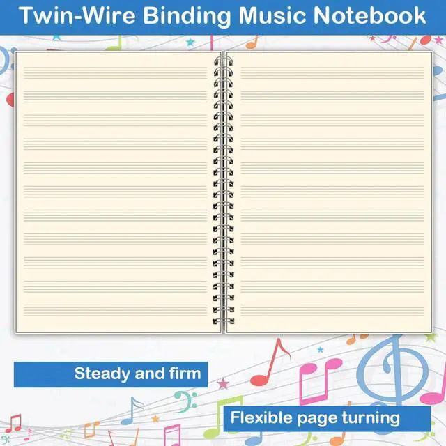 Alt view image 2 of 7 - Blank Sheet Music Notebook, Composition Staff Paper Notebook, Manuscript Paper Book, 11 Staves, Art Music Notebooks Black 160 Pages, 26x19cm