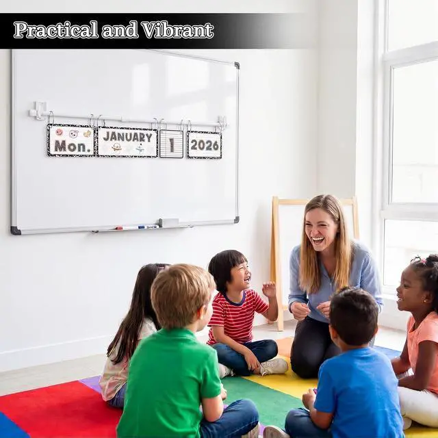 Alt view image 5 of 6 - 54 Pcs Composition Notebook Classroom Flip Calendar Bulletin Board Set Flip Calendar with Adjustable Holder Include 54 Date Card for Back to School Classroom Decor Supplies