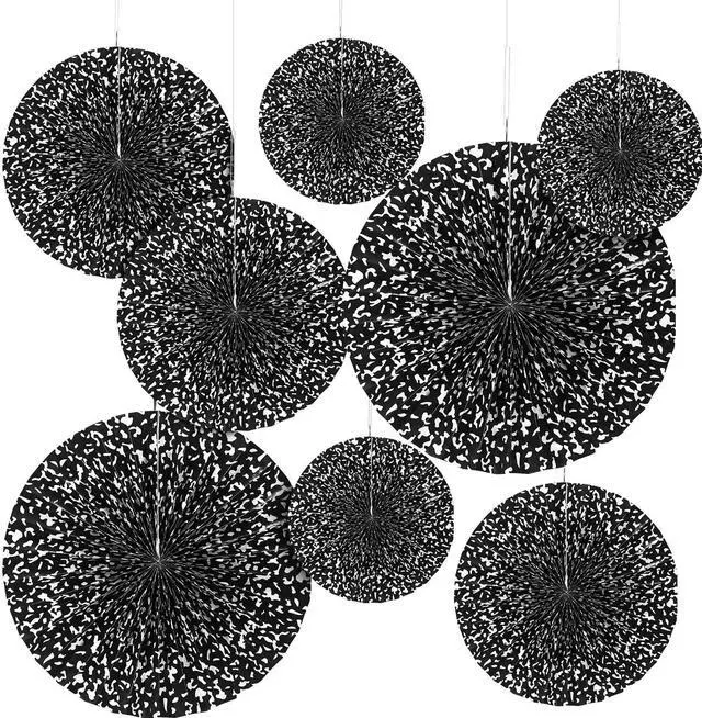 Main image of 8 Pcs Composition Notebook Paper Fans, Classroom Hanging Decor | 6" 8" 12" Pastel Composition Fans, Ceiling Hanging Classroom Decor, Back to School Ornament, Black White Backdrop Supply