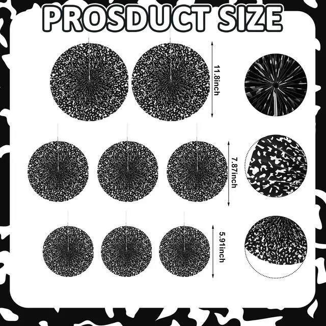 Alt view image 2 of 6 - 8 Pcs Composition Notebook Paper Fans, Classroom Hanging Decor | 6" 8" 12" Pastel Composition Fans, Ceiling Hanging Classroom Decor, Back to School Ornament, Black White Backdrop Supply