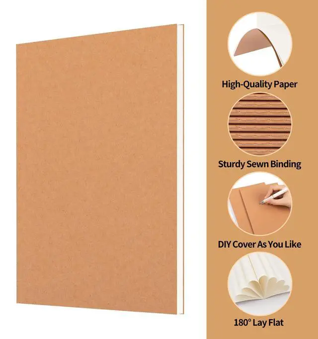 Alt view image 3 of 7 - 6 Pack A5 Grid Kraft Notebooks Bulk, 8.3x5.5 Inches, Journaling Notebooks | A5 Graph Paper Notebook, 30 Sheets/60 Pages, Soft Cover Composition Notebook, Journal Notebooks Set for Work, School
