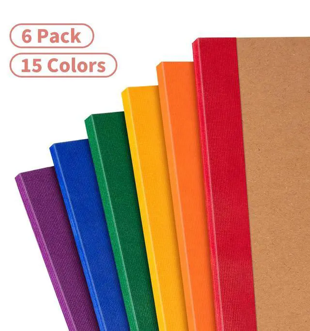 Alt view image 3 of 7 - 6 Pack Lined Notebook Journals Bulk, 8.3x 5.5 Kraft Cover Lined Notebooks | A5 College Ruled Composition Notebook, Kraft Cover with Rainbow Spines, 30 Sheets/60 Pages Each for School Office Travel