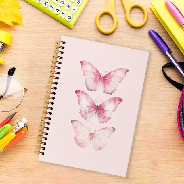Alt view image 2 of 5 - Cute Butterfly Notebook for Girls Coquette School Supplies for Journaling - College Ruled Composition Book Aesthetic Pink Spiral Journal - 5.8" x 8.3" Lined Notebook, 80 Pages(032)