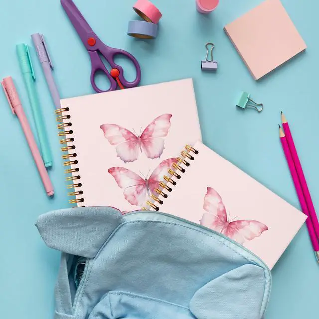 Alt view image 4 of 5 - Cute Butterfly Notebook for Girls Coquette School Supplies for Journaling - College Ruled Composition Book Aesthetic Pink Spiral Journal - 5.8" x 8.3" Lined Notebook, 80 Pages(032)