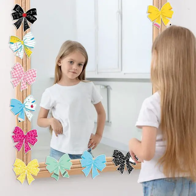 Alt view image 5 of 7 - 50Pcs Composition Notebook Cutouts Pencil Bow Paper Cutouts Back to School Bulletin Board Decorations for First Day of School Classroom Party Supplies Teacher Chalkboard Door Wall Decor