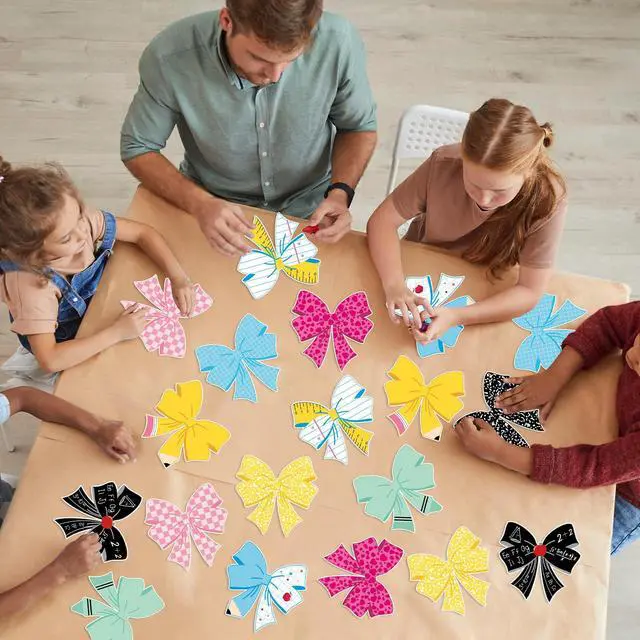 Alt view image 7 of 7 - 50Pcs Composition Notebook Cutouts Pencil Bow Paper Cutouts Back to School Bulletin Board Decorations for First Day of School Classroom Party Supplies Teacher Chalkboard Door Wall Decor