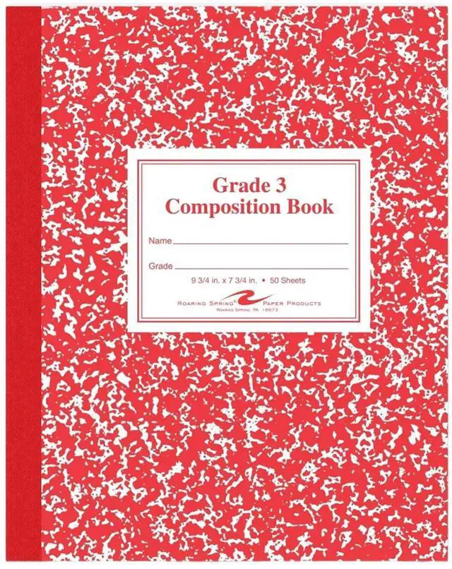 Main image of Paper Products Composition Book, Grade 3 Ruled, 50 Sheets, 9-3/4 x 7-3/4 Inches, Red (ROA77922)