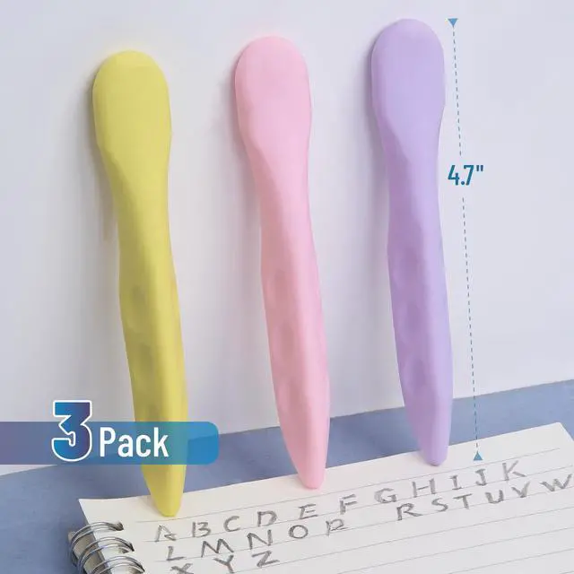 Alt view image 2 of 7 - Pen-Shaped Erasers, 3 Pack, Large Size, Pastel Colors | Cute and Fun Erasers for Kids, Girls, Perfect for School, Journals, Stationery, Scrapbooking, Classroom Supplies
