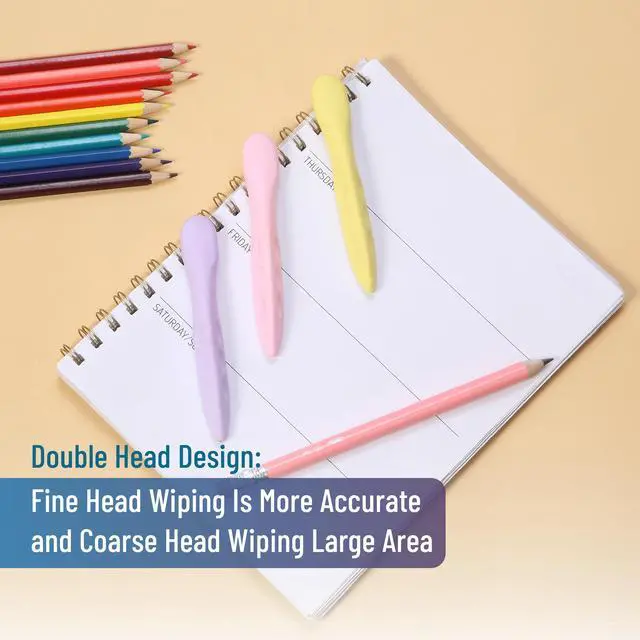 Alt view image 4 of 7 - Pen-Shaped Erasers, 3 Pack, Large Size, Pastel Colors | Cute and Fun Erasers for Kids, Girls, Perfect for School, Journals, Stationery, Scrapbooking, Classroom Supplies