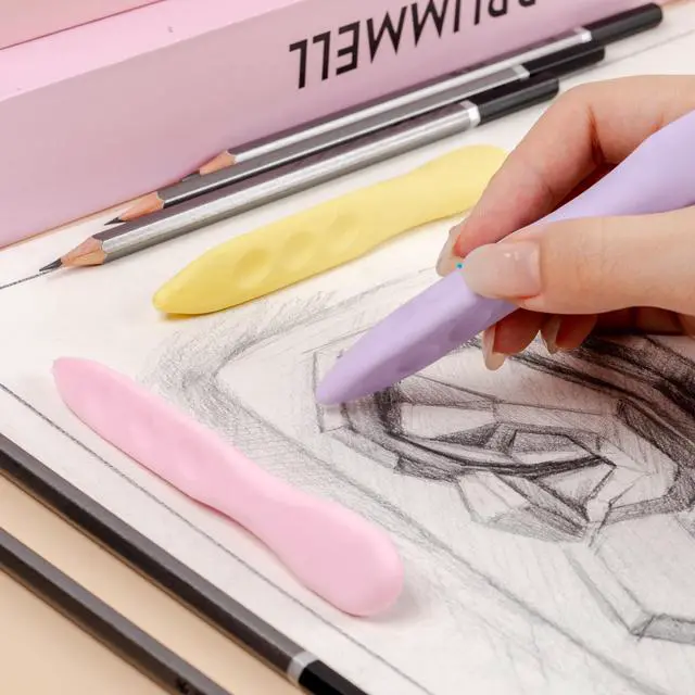 Alt view image 7 of 7 - Pen-Shaped Erasers, 3 Pack, Large Size, Pastel Colors | Cute and Fun Erasers for Kids, Girls, Perfect for School, Journals, Stationery, Scrapbooking, Classroom Supplies