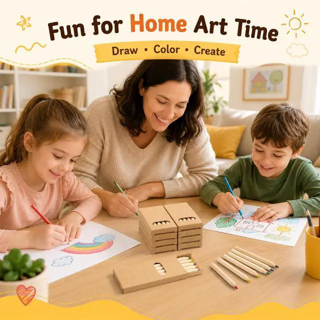 Alt view image 6 of 7 - 12 Packs Mini Colored Pencils Bulk for Kids 3.5'' Short Colored Pencil in Box Pre-sharpened Drawing Pencil 6 Color Mini Pencils for Student Teacher Classroom Easter Gift Painting Party Favor