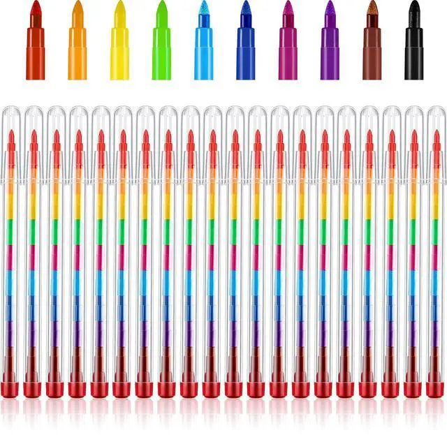 Main image of 20 Pcs Stackable Pencils Bulk Colored Pencils Back to School Gifts Party Favors DIY Rainbow Pencil for Classroom Office Rainbow Birthday Party, 10 Colors