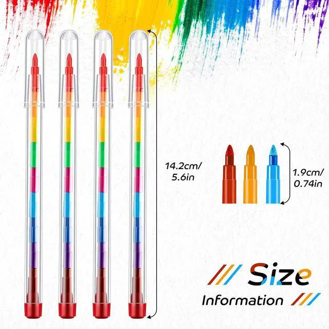 Alt view image 2 of 7 - 20 Pcs Stackable Pencils Bulk Colored Pencils Back to School Gifts Party Favors DIY Rainbow Pencil for Classroom Office Rainbow Birthday Party, 10 Colors