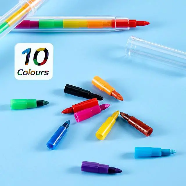 Alt view image 4 of 7 - 20 Pcs Stackable Pencils Bulk Colored Pencils Back to School Gifts Party Favors DIY Rainbow Pencil for Classroom Office Rainbow Birthday Party, 10 Colors