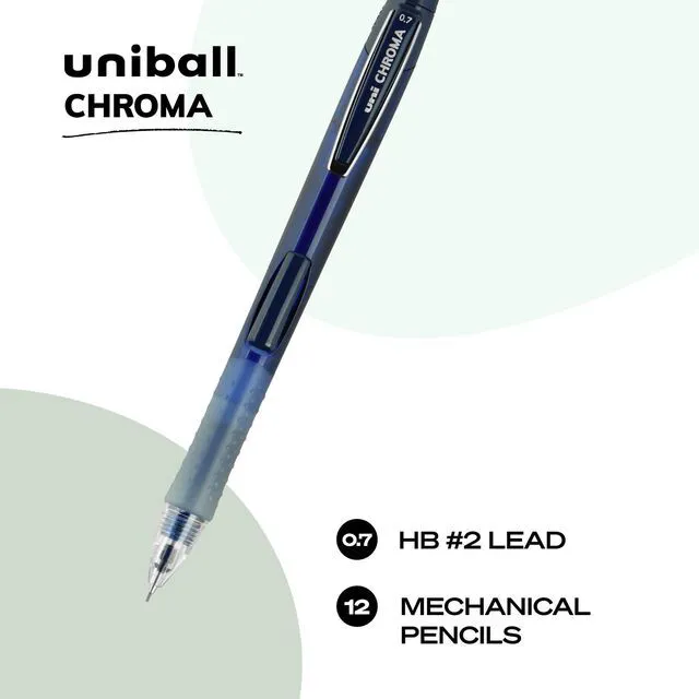Alt view image 2 of 6 - Chroma Mechanical Pencils 12 Pack, 0.7mm - Assorted Colored Barrels - Variety Pack of Uniball Mechanical Pencils