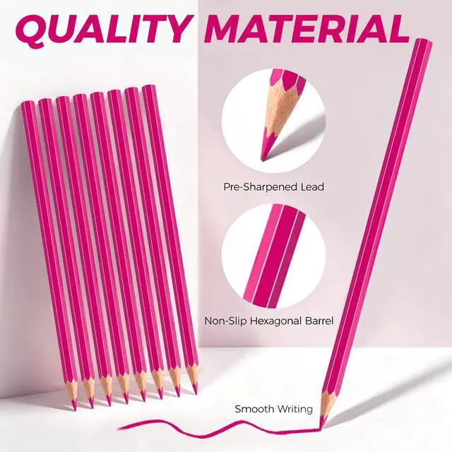 Alt view image 3 of 7 - 10 PCS Pink Colored Pencils, Pre-sharpened Professional Wooden Art Pencils Set for Artists Painting | Premium Drawing Sketching Supplies