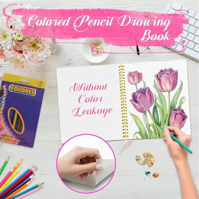 Alt view image 2 of 6 - Beautiful Adult Coloring Book Set with 18-Color Pencil Set - Coloring Books for Adults Relaxation Adult Coloring Book for Women Gifts.Elegant Art Style with 35 Patterns.