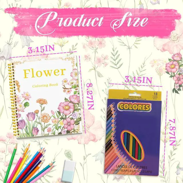 Alt view image 3 of 6 - Beautiful Adult Coloring Book Set with 18-Color Pencil Set - Coloring Books for Adults Relaxation Adult Coloring Book for Women Gifts.Elegant Art Style with 35 Patterns.