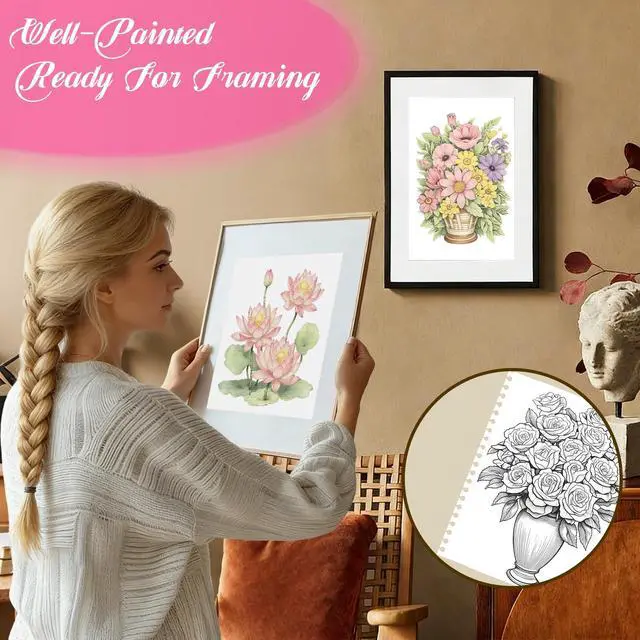 Alt view image 6 of 6 - Beautiful Adult Coloring Book Set with 18-Color Pencil Set - Coloring Books for Adults Relaxation Adult Coloring Book for Women Gifts.Elegant Art Style with 35 Patterns.