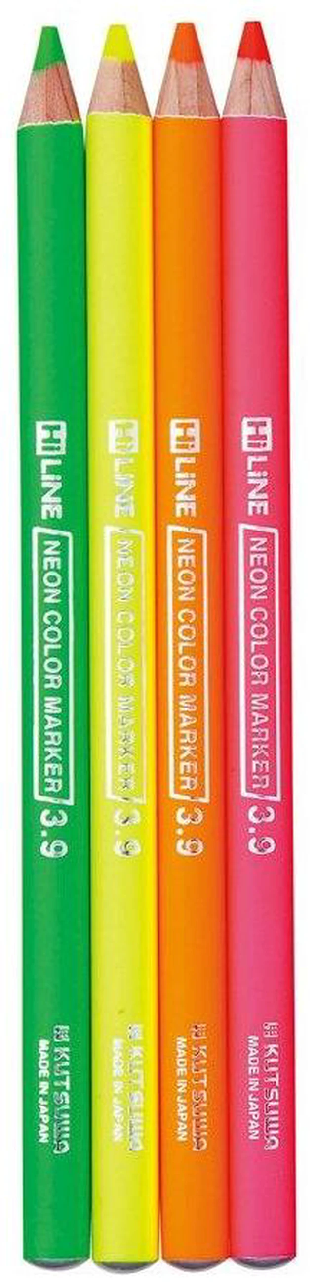 Alt view image 3 of 4 - Hi LiNE Highlighter Pencil, 4 brilliant fluorescent colors/set, 1 Set, Yellow, green, Pink, Orange (PA001)