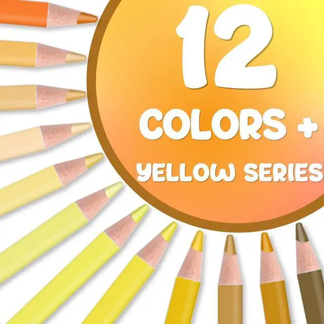 Alt view image 4 of 6 - 12Pcs Yellow Colored Pencils Set,Professional Drawing Pencils for Adults | Oil Based,No Duplicates,Pre-sharpened Wooden Sketch Pencil Art Supplies for Coloring Books