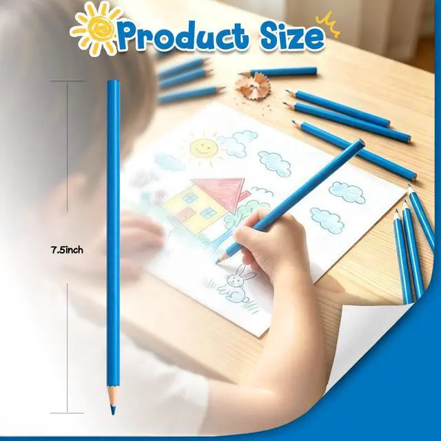 Alt view image 2 of 7 - 24 PCS Blue Colored Pencils, Pre-sharpened Professional Wooden Art Pencils Set for Artists Painting | Premium Drawing Sketching Supplies