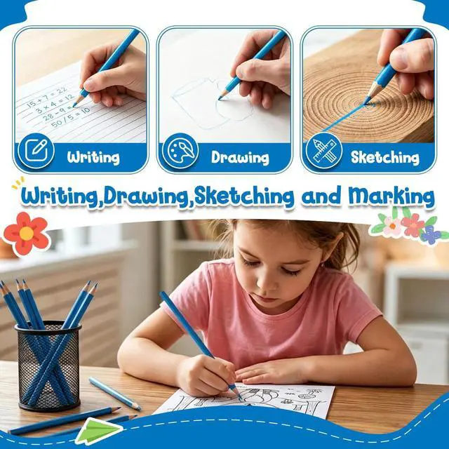 Alt view image 4 of 7 - 24 PCS Blue Colored Pencils, Pre-sharpened Professional Wooden Art Pencils Set for Artists Painting | Premium Drawing Sketching Supplies