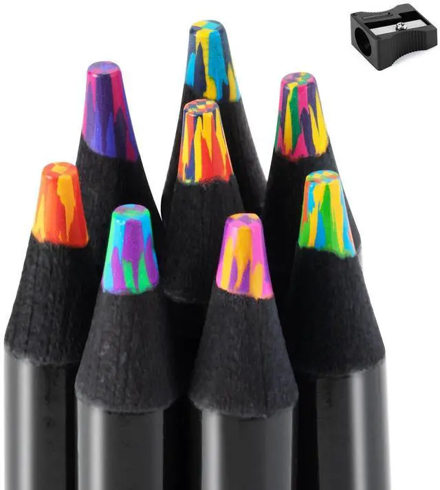 Main image of Art Supplies 8 Jumbo Rainbow Colored Pencils, Stocking Stuffers for Kids | Colored pencils with sharpener, arts and crafts for drawing & coloring, party favors, gifts for kids age 5-12 year old