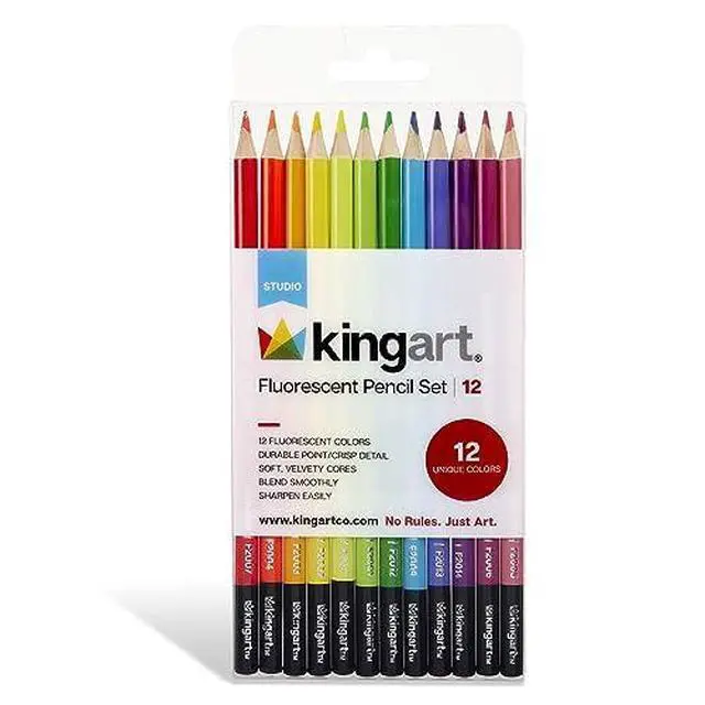 Alt view image 2 of 4 - Neon Colored Pencils, 12 pc, for Adult Coloring Books, Fluorescent Colored Professional Drawing Pencils Set Art Supplies Kit for Adults Beginners Artists, Soft Core