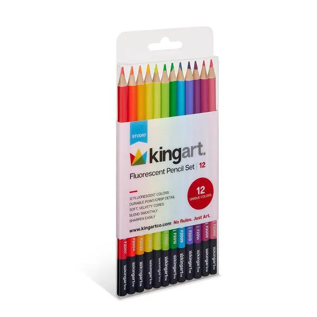 Alt view image 3 of 4 - Neon Colored Pencils, 12 pc, for Adult Coloring Books, Fluorescent Colored Professional Drawing Pencils Set Art Supplies Kit for Adults Beginners Artists, Soft Core