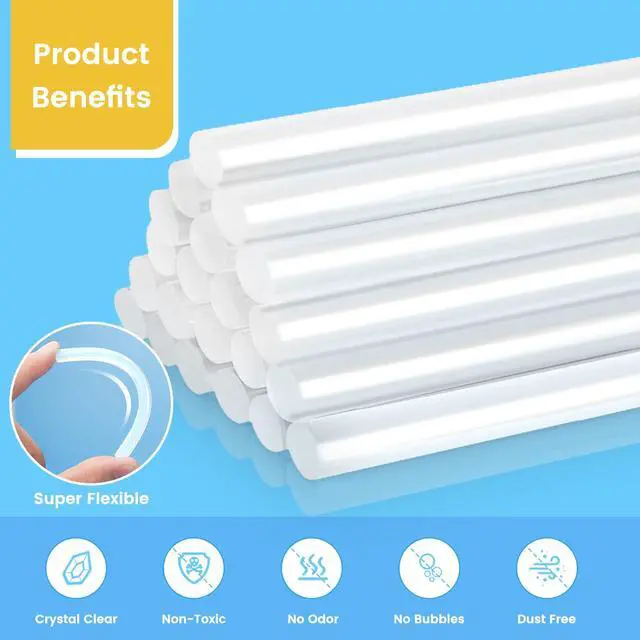 Alt view image 2 of 7 - Hot Glue Sticks, 4" x 0.27inches/0.7cm Diameter (50 Pcs) - Clear Mini Glue Sticks for DIY, Crafting, Classroom Projects, Compatible with Most Mini Glue Guns