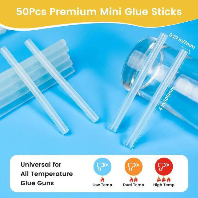 Alt view image 3 of 7 - Hot Glue Sticks, 4" x 0.27inches/0.7cm Diameter (50 Pcs) - Clear Mini Glue Sticks for DIY, Crafting, Classroom Projects, Compatible with Most Mini Glue Guns
