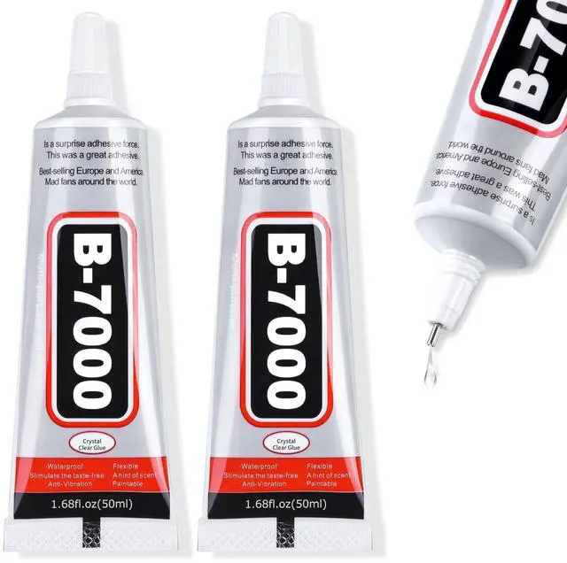 Main image of B-7000 Super Adhesive Glue, Industrial Strength B7000 Glues Paste for Rhinestones Crafts, Clothes Shoes, Fabric, Jewelry Making, Cell Phones, Tablet, Wood, Rubber, Leather (2x50 ml/1.68 oz)