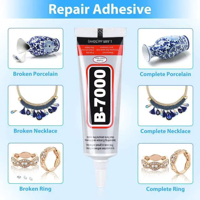 Alt view image 4 of 7 - B-7000 Super Adhesive Glue, Industrial Strength B7000 Glues Paste for Rhinestones Crafts, Clothes Shoes, Fabric, Jewelry Making, Cell Phones, Tablet, Wood, Rubber, Leather (2x50 ml/1.68 oz)