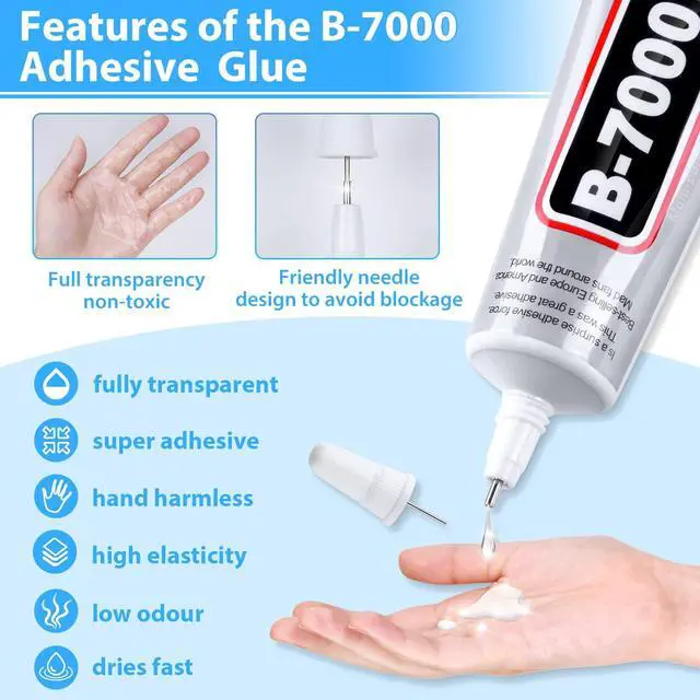 Alt view image 2 of 7 - B-7000 Super Adhesive Glue, Industrial Strength B7000 Glues Paste for Rhinestones Crafts, Clothes Shoes, Fabric, Jewelry Making, Cell Phones, Tablet, Wood, Rubber, Leather (2x50 ml/1.68 oz)