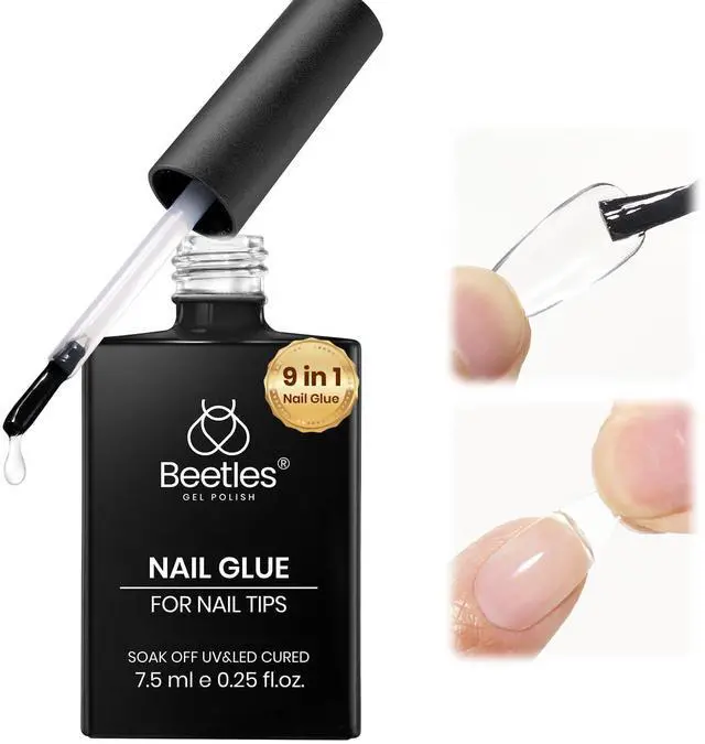 Main image of 9 in 1 Nail Glue Gel for Nail Tips and Clear Acrylic Nails | Long Lasting, Curing Needed UV Extension Glue for False Nail Tips and Clear Press on Nails